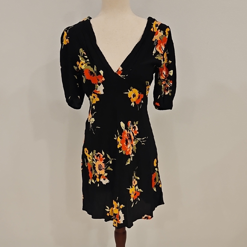 Free People Black Floral Dress Size 4